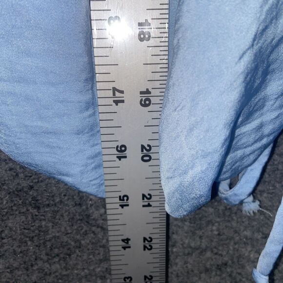 Hyfve Blue Ruched Crop Top Puff Sleeves Size Large - Picture 4 of 9